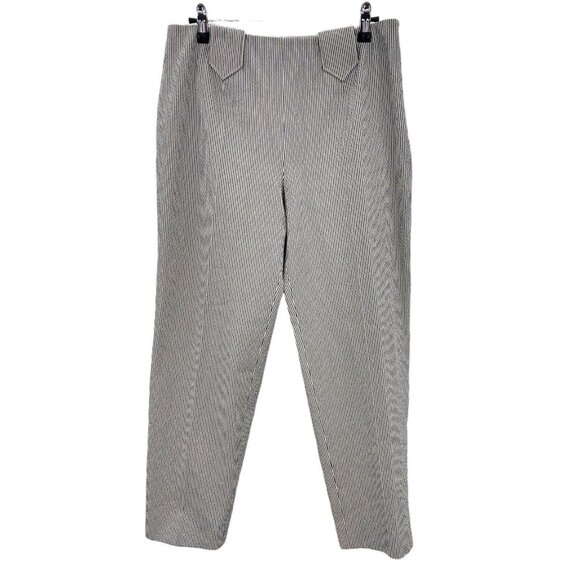 NWT Piazza Sempione Audrey Crop Pants Seersucker Gray Stripe Cigarette Pant 14 - Picture 1 of 11